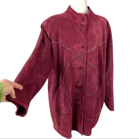 Linea by Louis Dell'Olio 100% Suede & Leather Cross Stitching Jacket Boho SZ 1X - Picture 10 of 15